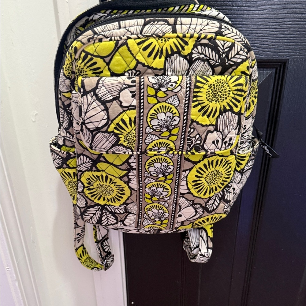 Vera Bradley Yellow and Black Floral Backpack